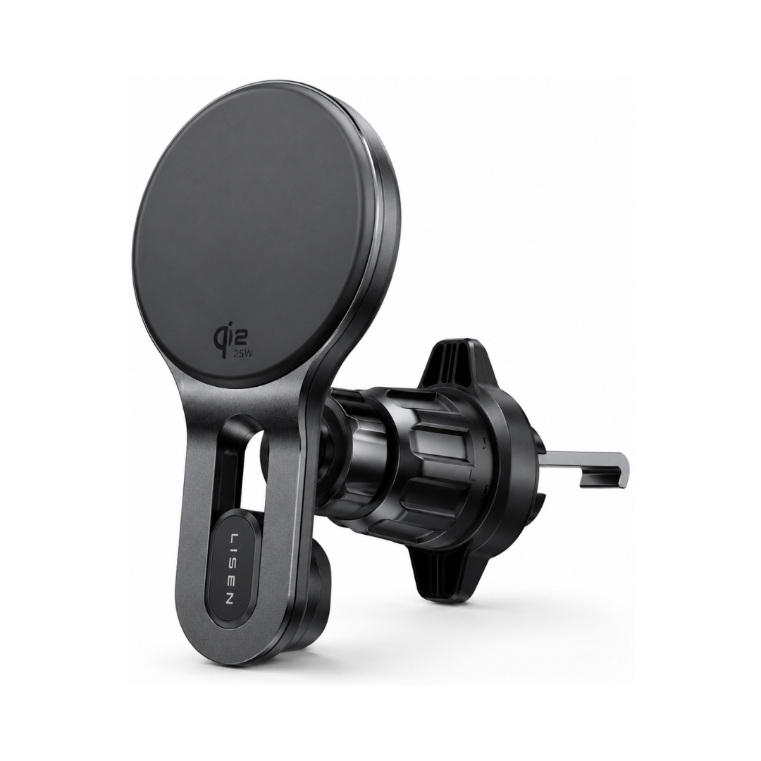 Cargador Magnético Lisen Qi2.2 25W Para Auto Con Clip De Ventilación
