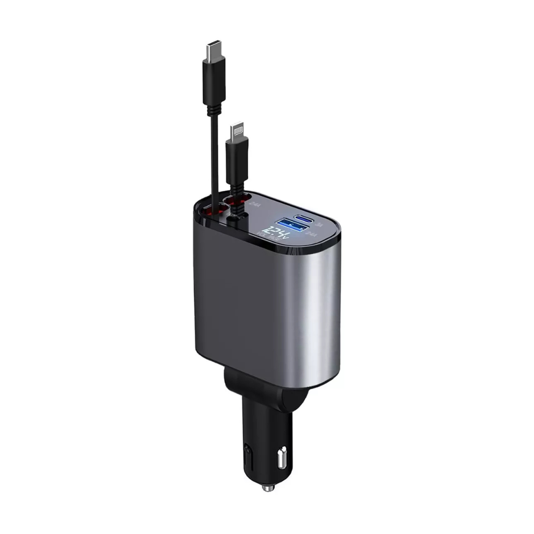 Cargador De 120W Para Carro Con Cables Retractil
