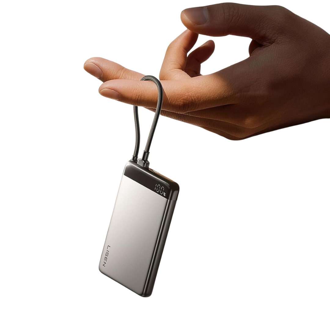 LISEN Power Bank 10000mAh con Cable USB-C Integrado