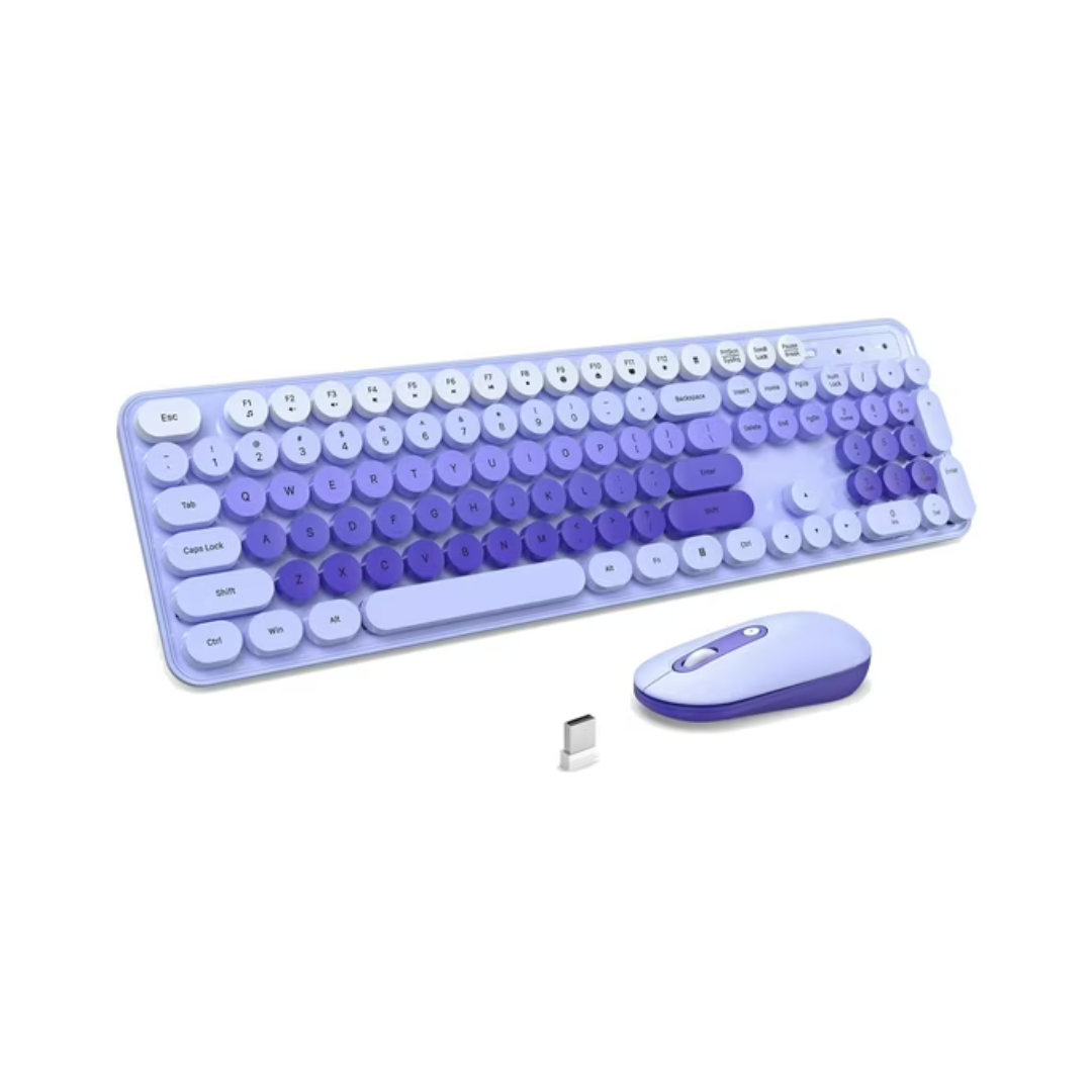 Teclado y Mouse Inalámbricos Retro