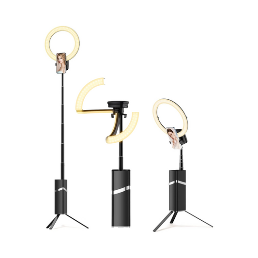 Aro de Luz LED Recargable de 10" con Trípode de 190 CM
