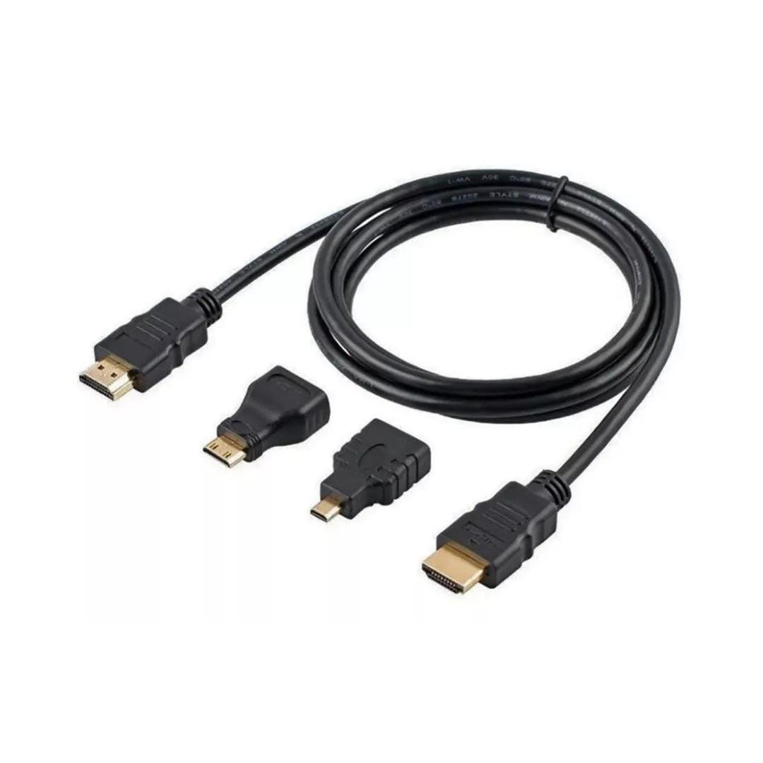 Cable HDMI 3 en 1 con Adaptadores Mini y Micro HDMI