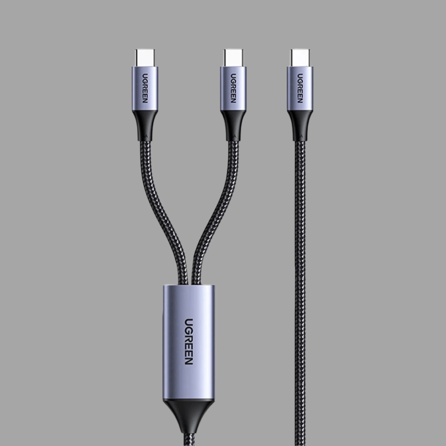 Cable UGREEN USB-C a Dual USB-C 2 en 1 de 100W y 1.5mts