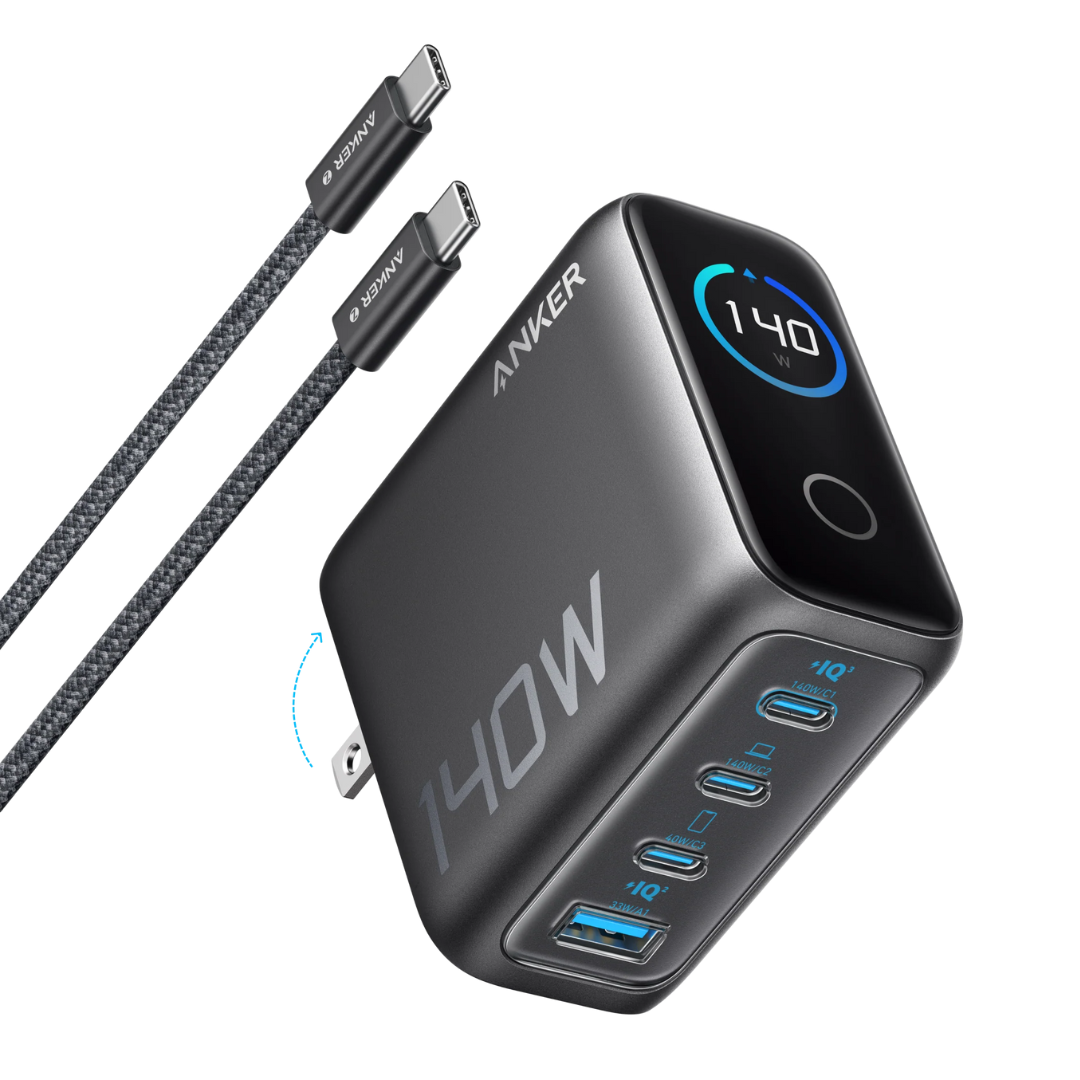 Cargador Anker 140W GaN 4 Puertos USB-C Carga Rápida