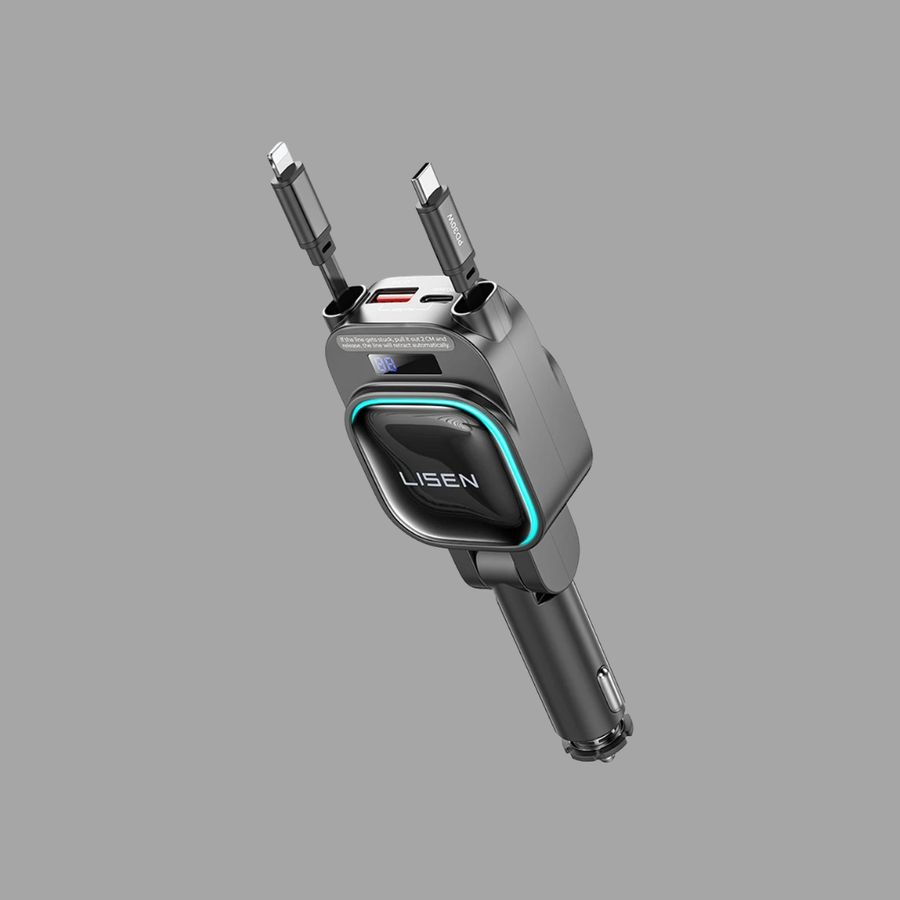 Cargador De Auto Retráctil Lisen 4 En 1 De 96W