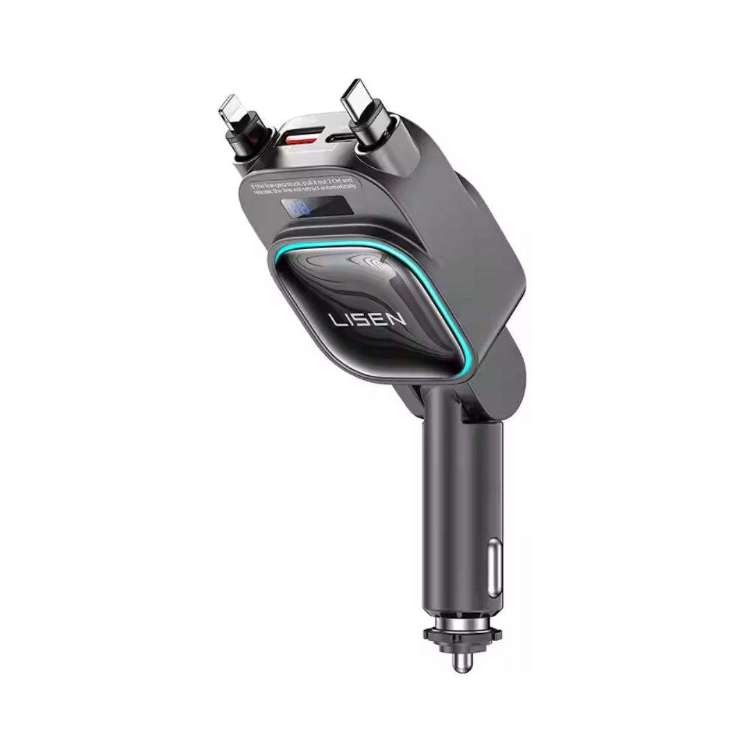 Cargador de Auto Retráctil 4 en 1 DE 96W LISEN