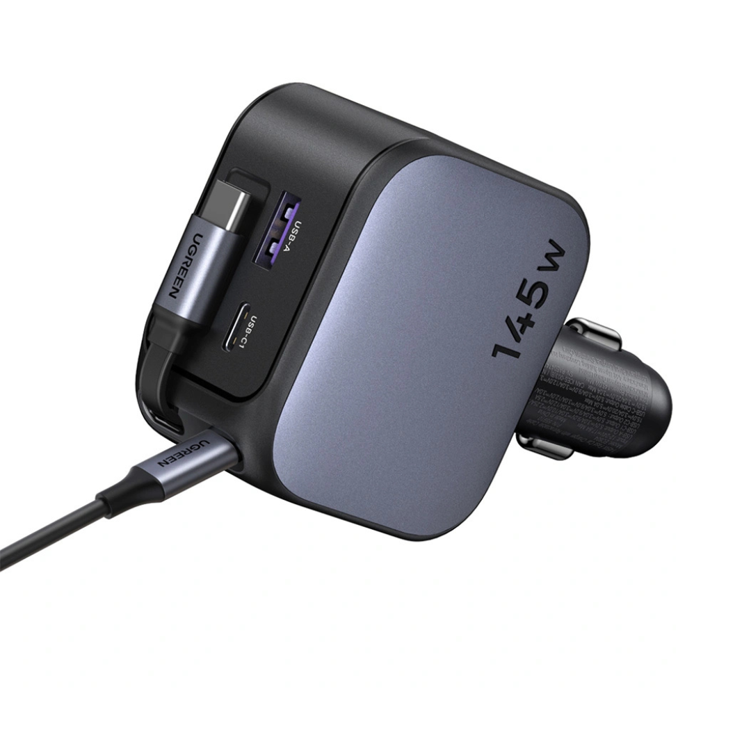 UGREEN Nexode 145W Car Charger with Retractable USB-C Cable