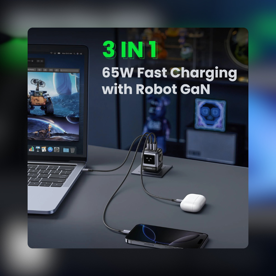 Three ports in one charger