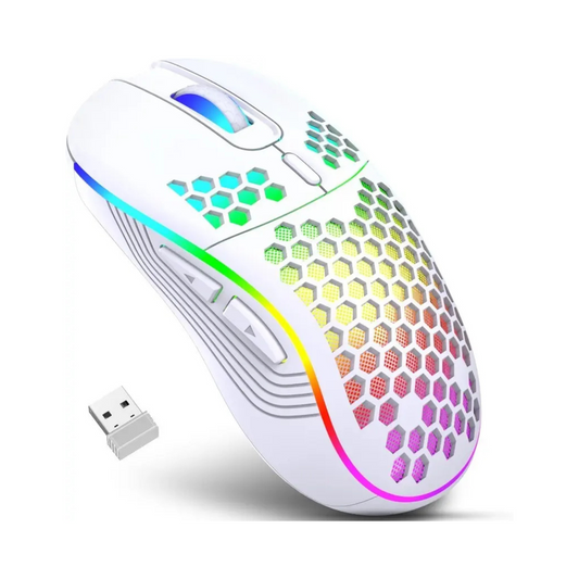 Mouse Gamer Inalámbrico Recargable con Diseño Honeycomb