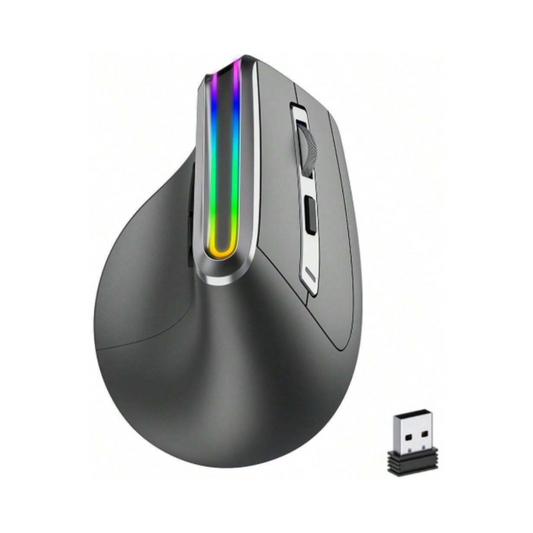 Mouse Vertical Inalambrico RGB Ergonomico Y Recargable