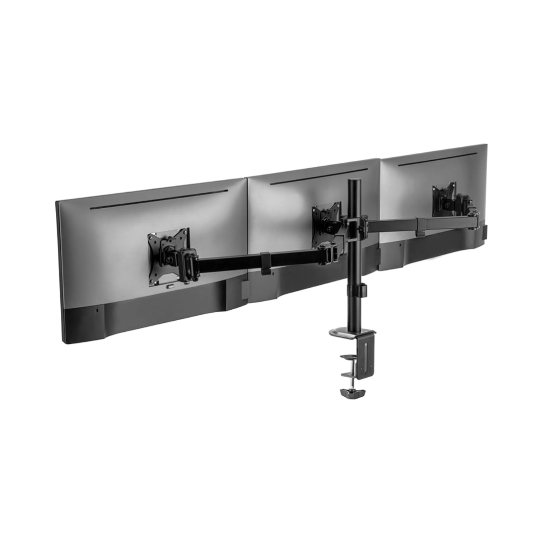Triple Monitor Mount for 13" to 27" Monitors with Adjustable Arm