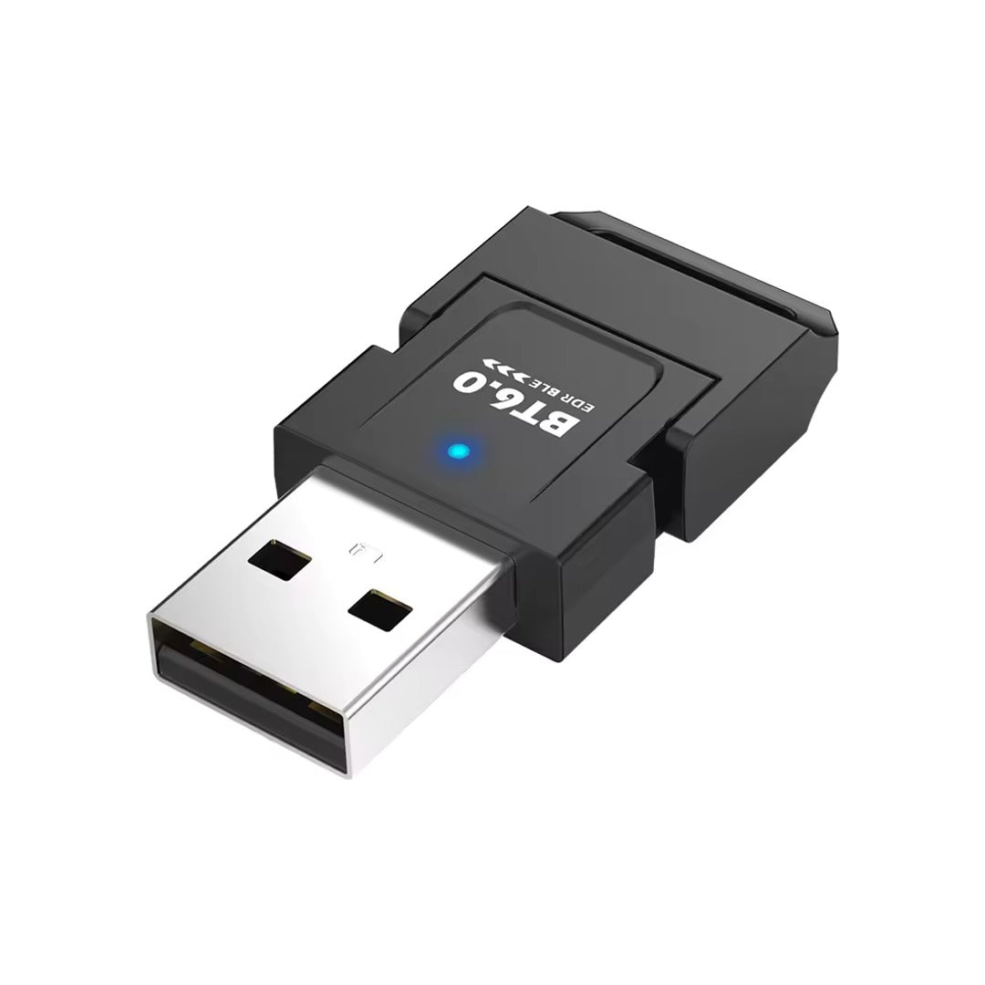 Adaptador Bluetooth 6.0 UC600 negro sobre fondo blanco