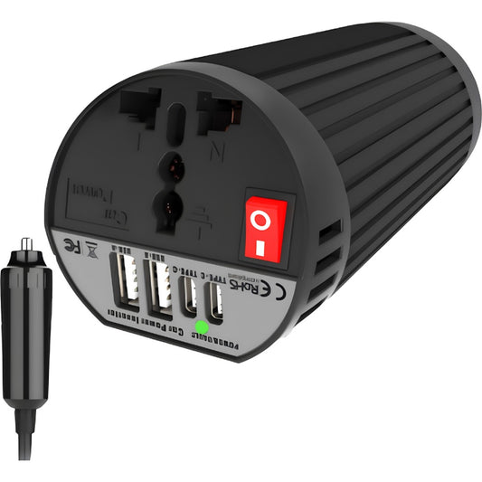Inversor de Corriente para Auto 200W con 5 Salidas, vista de presentación 1