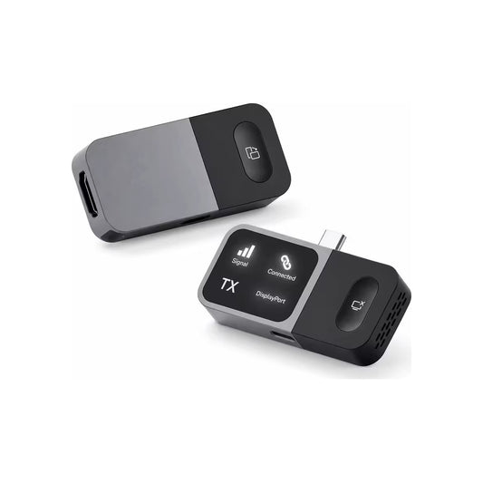 Kit HDMI inalámbrico GA10 con transmisor USB-C y receptor HDMI sobre fondo blanco