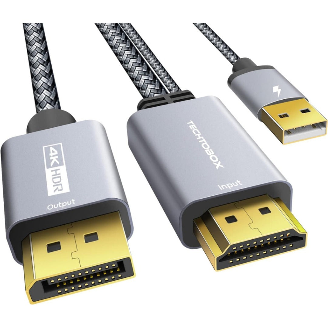 Cable HDMI a DisplayPort 4K 60 Hz de 2 Metros MindPure, vista principal sobre fondo blanco