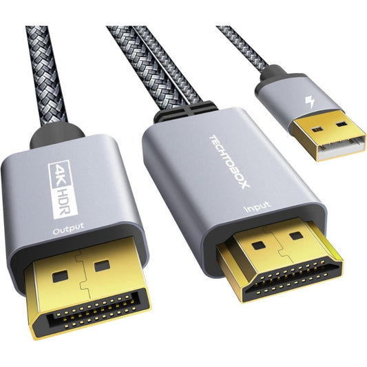 Cable HDMI a DisplayPort 4K 60 Hz de 2 Metros MindPure, vista principal sobre fondo blanco