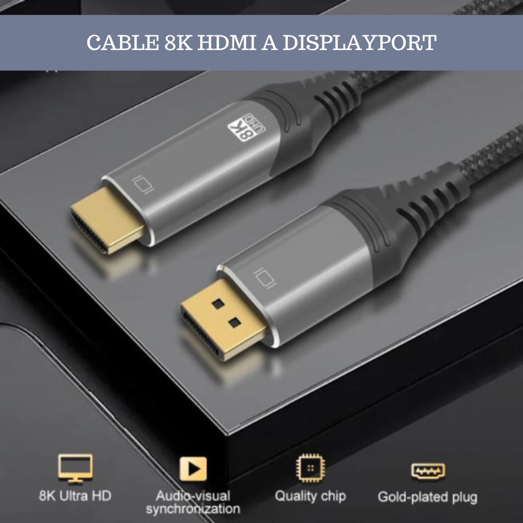 8K HDMI To DisplayPort Cable
